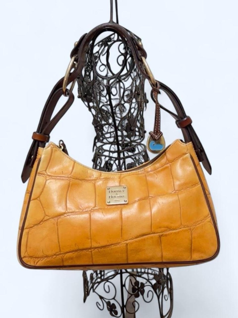Dooney & Bourke Saffron Yellow Croc-Embossed Leather Shoulder Bag